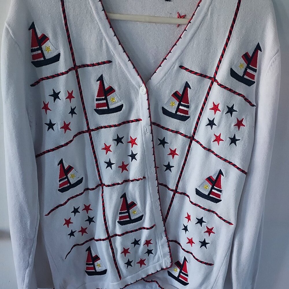Sailboat cardigan-long sleeves